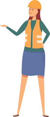 Poster - Woman contractor icon cartoon vector. Female worker. Work tool