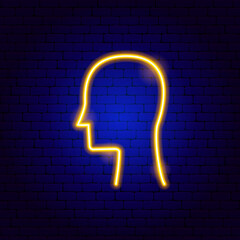 Sticker - Head Neon Sign. Vector Illustration of Medical Human Health Objects.