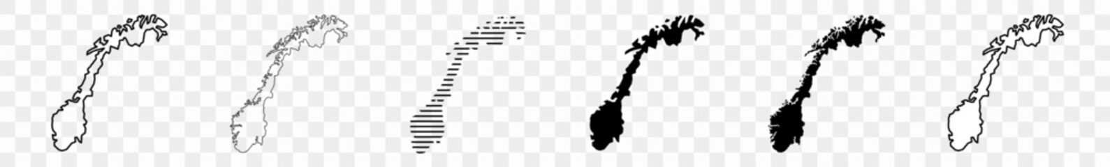 Wall Mural - norway map black | norwegian border | state country | transparent isolated | variations