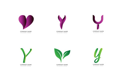  Gradient letter y logo collection with black and white