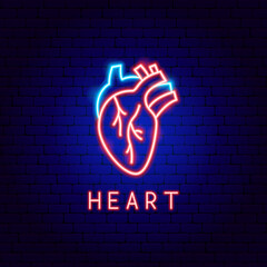 Poster - Heart Neon Label. Vector Illustration of Medical Human Health Objects.