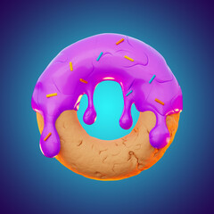 Wall Mural - premium fast food donut icon 3d rendering on isolated background