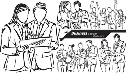 business people career profession work doodle design drawing vector illustration