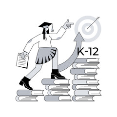 Poster - K-12 program abstract concept vector illustration. K-12 education timeline, homeschool program, primary and secondary schooling, online public school, learning calendar abstract metaphor.