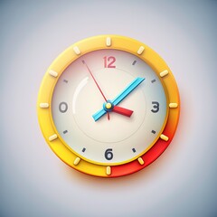 Poster - Round clock. 3d 2r illustrated icon. Cartoon minimal style. Time keeping , measurement of time, time management and deadline concept.