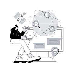 Poster - Global web connection abstract concept vector illustration. Global network communication, satellite connection system, internet, GPS technology, social media, fast data transfer abstract metaphor.