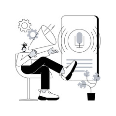 Poster - Speech to text abstract concept vector illustration. Multi-language speech recognizer, convert speech to text, voice-to-text software, voice recognition technology, translation abstract metaphor.