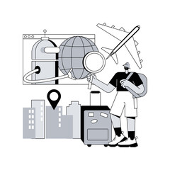 Poster - AI in travel and transportation abstract concept vector illustration. Artificial intelligence in transportation, AI travel recommendations, smart booking, real-time tracking abstract metaphor.