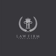 FH Letter Monogram Logo For Lawfirm With Pillar & Crown Image Design
