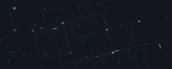 Poster - Quantum processing. Deep learning artificial intelligence. Future new technology  for business or science presentation