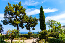 Princess Antoinette Park Of Les Revoires Quarter At French Riviera Coast In Monte Carlo District Of Monaco Principate