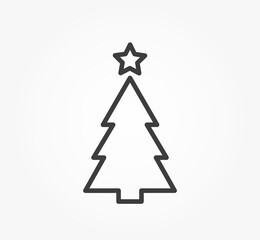 Wall Mural - christmas tree line icon with star.