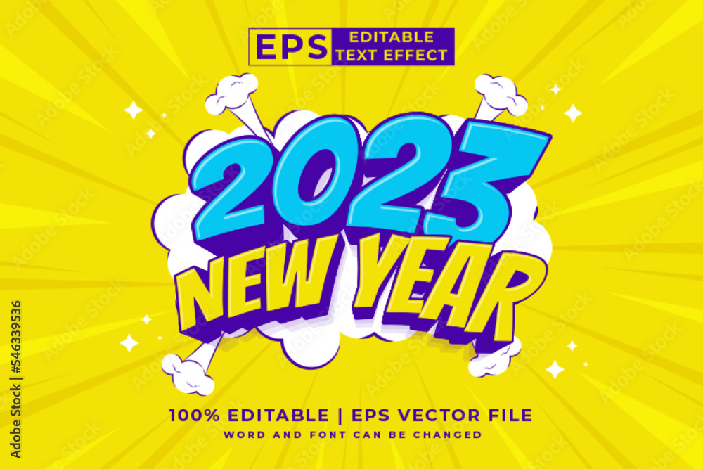 Editable text effect 2023 new year 3d cartoon style premium vector ...