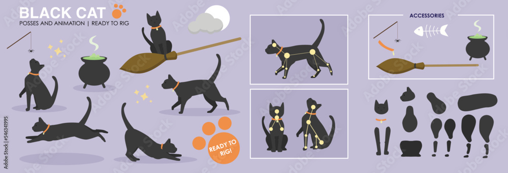 Halloween Acrylic Earrings – Wizard Cat On Broomstick Dangle Earrings, Festival Gift