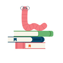 A Cute Caterpillar Bookworm Worm Cute Cartoon Character Education Mascot Wearing Graduation Hat And Glasses Reading A Book