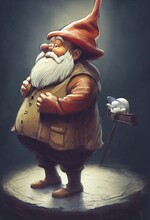 Garden Gnome In A Red Hat Santa Claus 