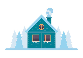 Sticker - green house with snow facade