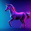 AI generated unicorn under the purple light