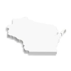 Poster - Wisconsin, state of USA - white vector 3D map of country area.