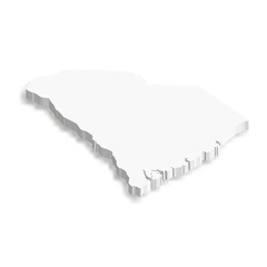 Sticker - South Carolina, state of USA - white vector 3D map of country area.