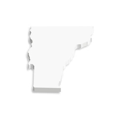 Canvas Print - Vermont, state of USA - white vector 3D map of country area.