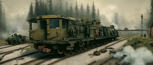 Artistic Concept Illustration Of An Abstract Military Train, Background Illustration.