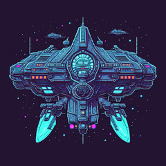 Wall Mural - vector of a futuristic spaceship hovering in space