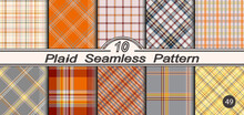 Set Seamless Vector Check Plaid Colored Pattern.