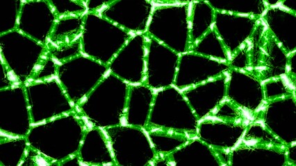 Poster - Abstract neural networks in motion. Design. Abstract biological neural networks on black background. Networks of cells with bright moving pulses