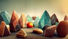 Colorful Stones Laid On Ground, 3d Illustration