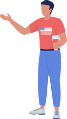 Poster - National holiday attendee semi flat color raster character. Standing figure. Full body person on white. Festive celebration simple cartoon style illustration for web graphic design and animation