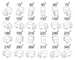 A set of 24 trucks from different angles. Rotation of the truck in outline by 15 degrees for animation.  