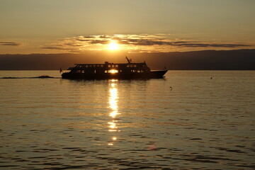 Canvas Print - Abend am Genfer See bei Evian-les-Bains