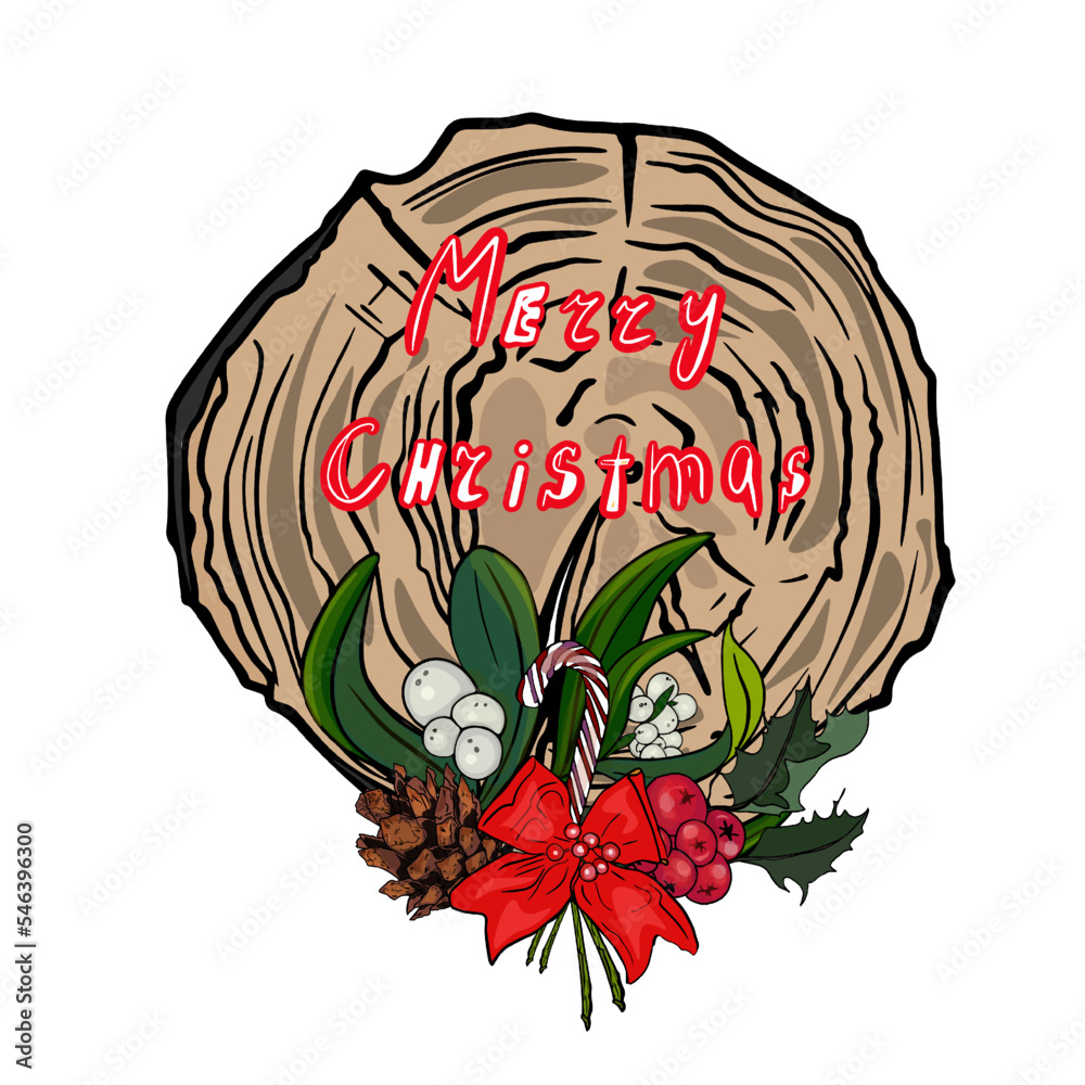 Christmas illustration of rabbits with mistletoe. Hares as a symbol of ...