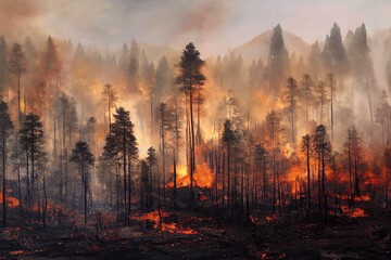 Forest Landscape After a Fire.