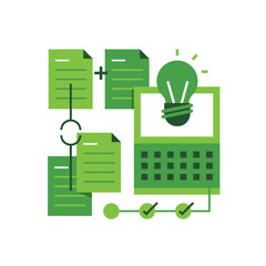 Fototapete - Linear workflow icon for new business. Pictogram in outline style. Vector modern flat icon suitableÂ for print, presentation and website