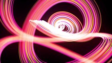 3d Render. Light Flow Bg. Abstract Background With Light Trails, Stream Of Green Red Yellow Neon Lines Form Spiral Shapes. Modern Trendy Motion Design Background Light Effect.