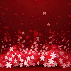 Poster - 3D rendering of Fluffy snowflakes are falling down with a star red backgroundhigh quality illustration