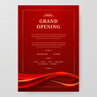 Grand Opening poster celebration with red fabric satin silk ribbon element decoration for luxury elegant vip royal