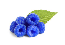 Fresh Tasty Blue Raspberries Isolated On White