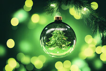 Green Christmas Ball On Christmas Tree