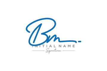 Wall Mural - Initial BM signature logo template vector. Hand drawn Calligraphy lettering Vector illustration.