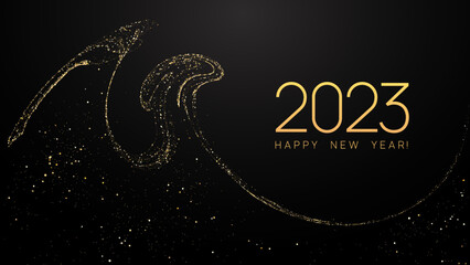 Wall Mural - 2023 new year vector background with golden luxury glitter confetti