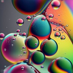 Colorful drops under microscope