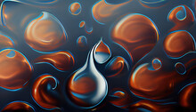 Abstract Brown Water Drops Background. Modern Digital Illustration Art.
