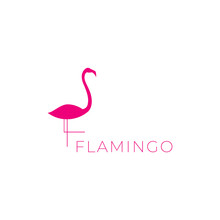 Bird Flamingo Flat Modern Minimalist Logo Design Vector