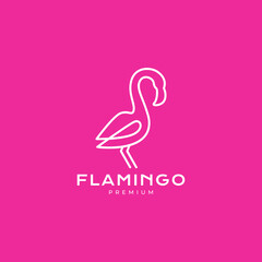 Wall Mural - flamingo continuous line modern minimalist logo design vector