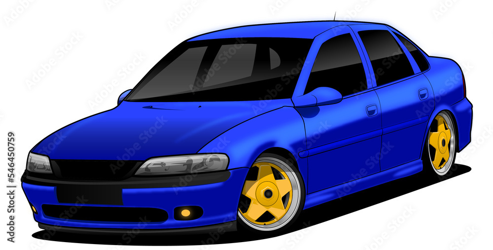 Opel Vectra Matte Blue with Gold wheels