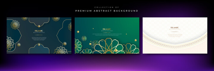 Set of arabic islamic ramadan background for universal design template. Vector illustration abstract graphic design banner pattern presentation background wallpaper web template.