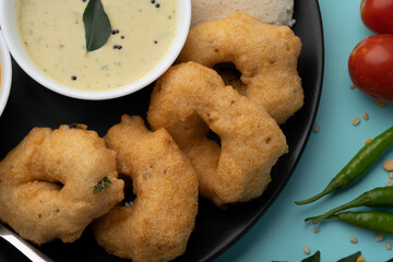 Wall Mural - South Indian breakfast-Idli, sambar, wada, coconut chutney